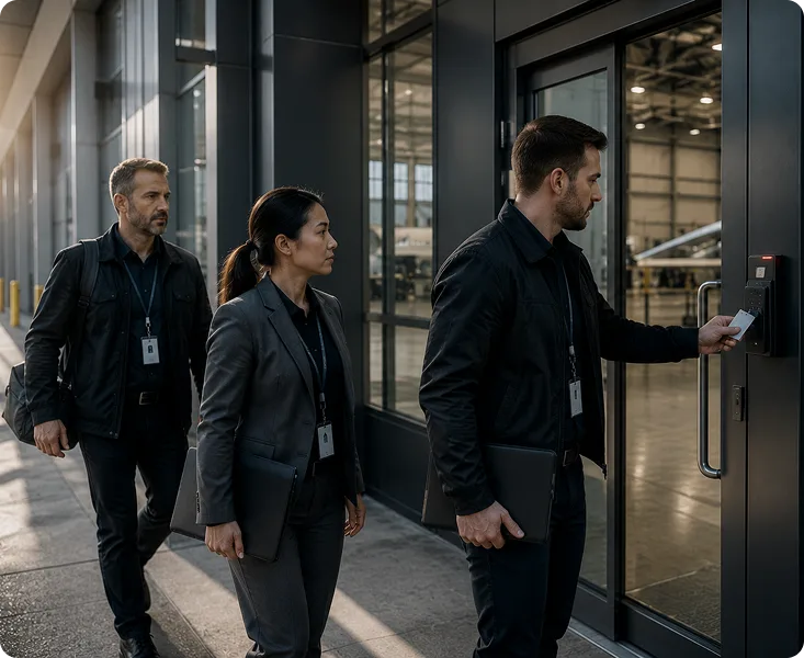 Cleared personnel entering a secured facility